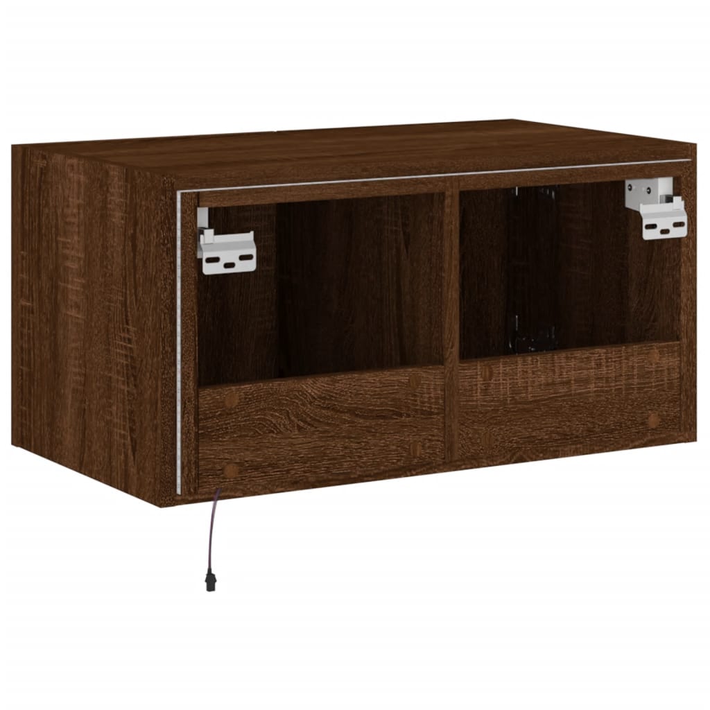 Meuble TV mural avec lumières LED chêne marron 60x35x31 cm - XIOS