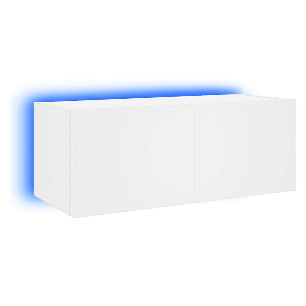 Meuble TV mural avec lumières LED blanc 80x35x31 cm - XIOS