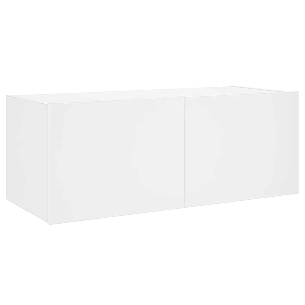 Meuble TV mural avec lumières LED blanc 80x35x31 cm - XIOS