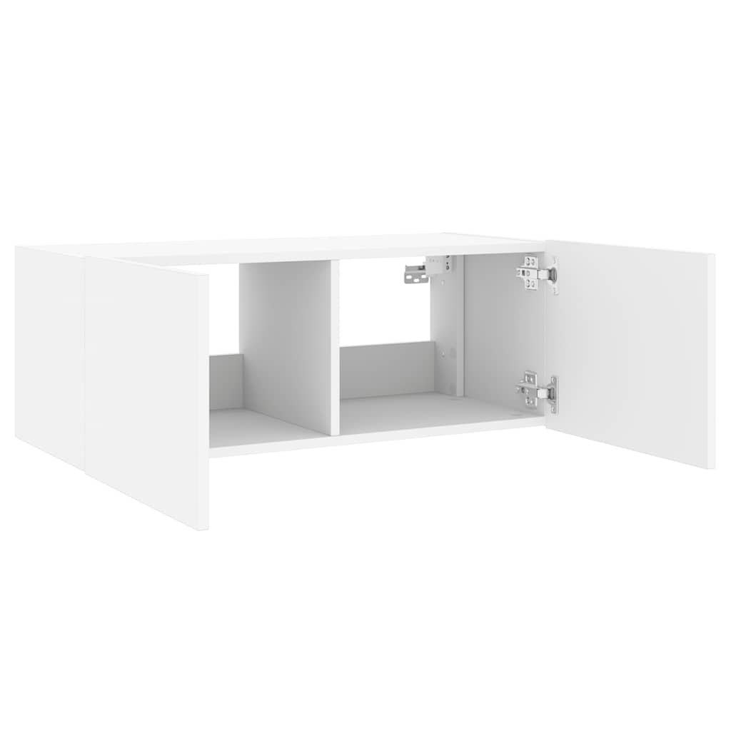 Meuble TV mural avec lumières LED blanc 80x35x31 cm - XIOS