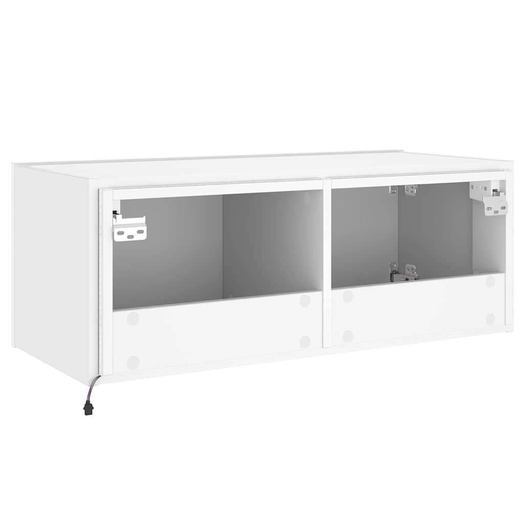 Meuble TV mural avec lumières LED blanc 80x35x31 cm - XIOS