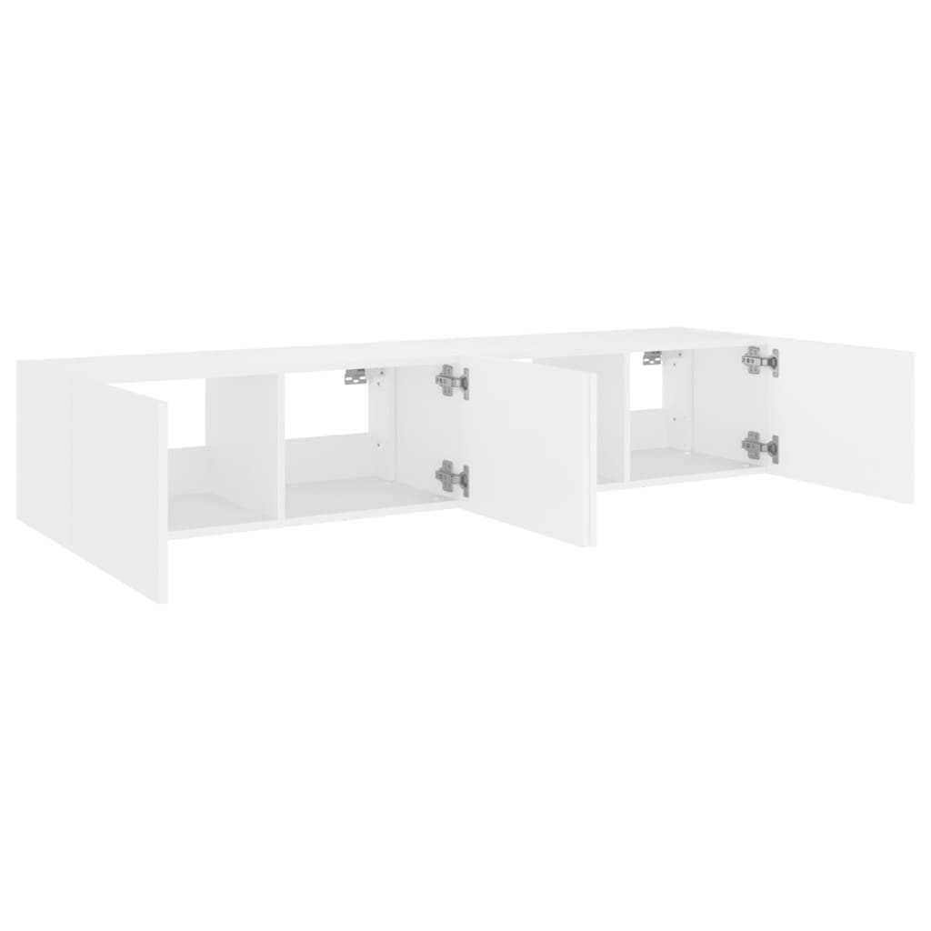 Meubles TV muraux avec lumières LED 2 pcs blanc 80x35x31 cm - XIOS