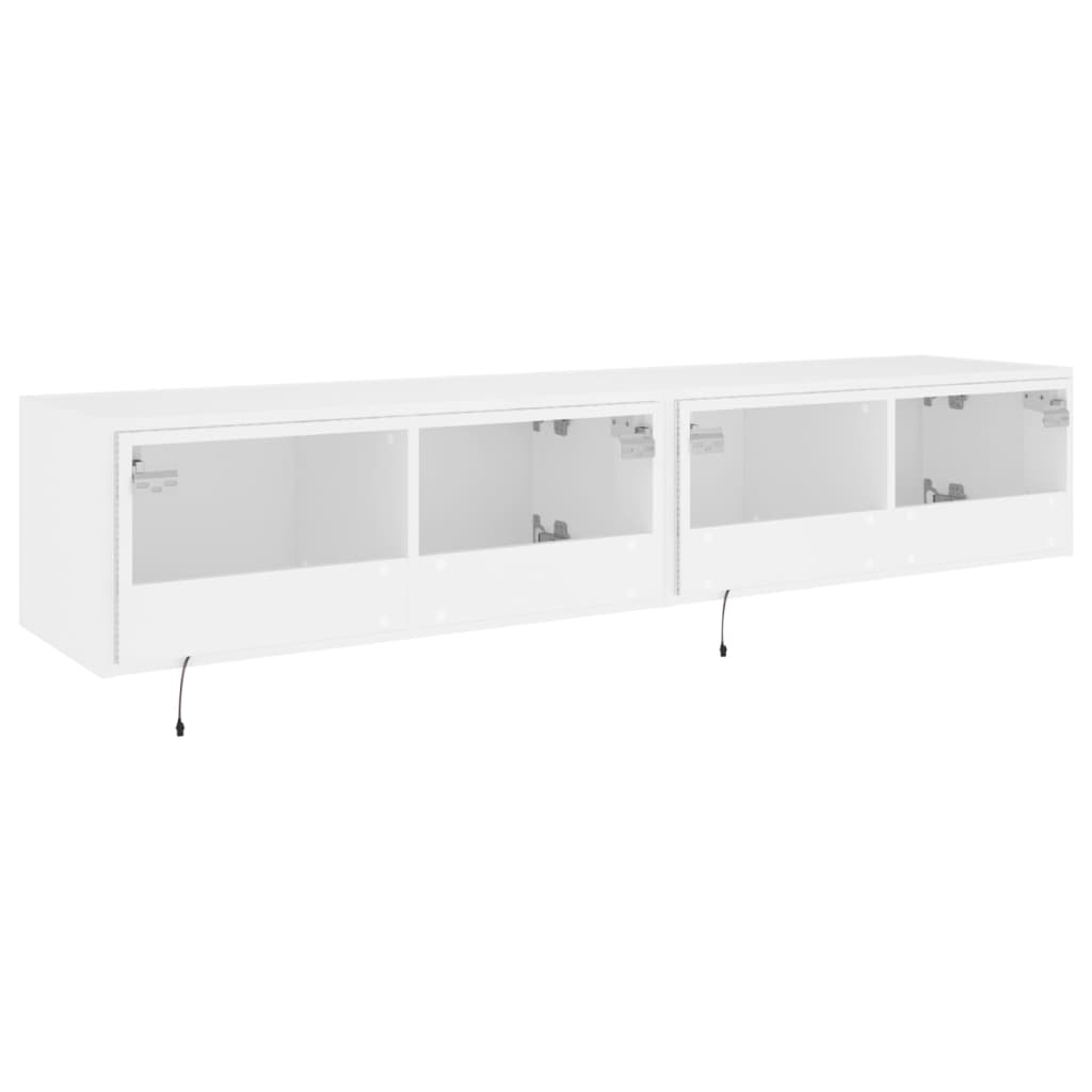 Meubles TV muraux avec lumières LED 2 pcs blanc 80x35x31 cm - XIOS