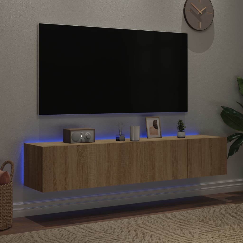 Meubles TV muraux lumières LED 2 pcs chêne sonoma 80x35x31 cm - XIOS