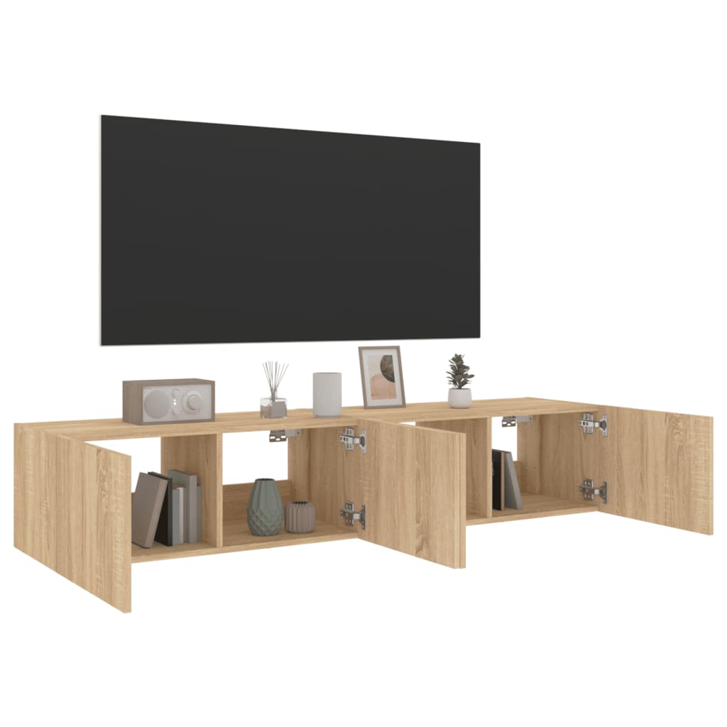 Meubles TV muraux lumières LED 2 pcs chêne sonoma 80x35x31 cm - XIOS