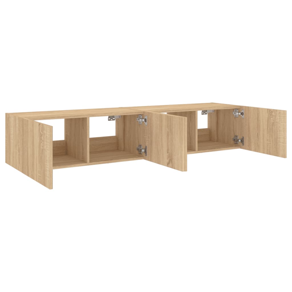 Meubles TV muraux lumières LED 2 pcs chêne sonoma 80x35x31 cm - XIOS