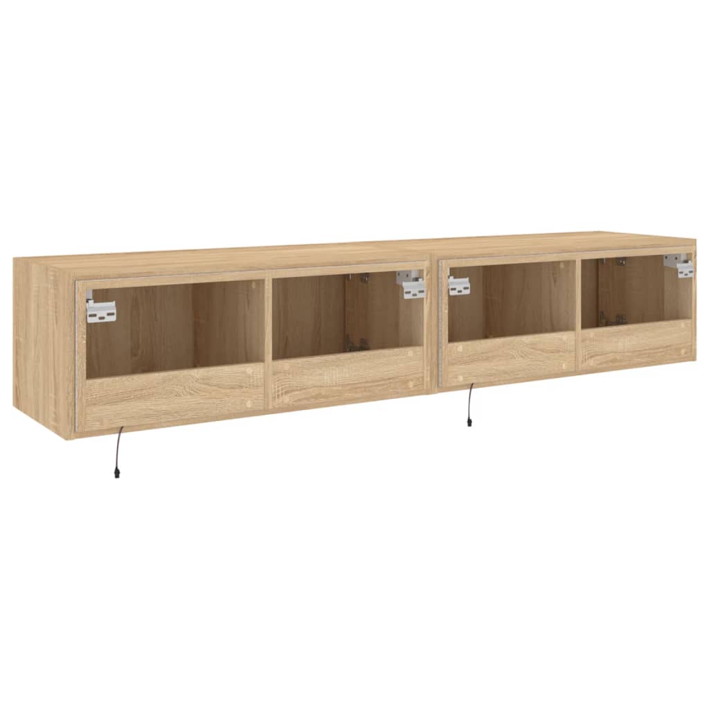 Meubles TV muraux lumières LED 2 pcs chêne sonoma 80x35x31 cm - XIOS