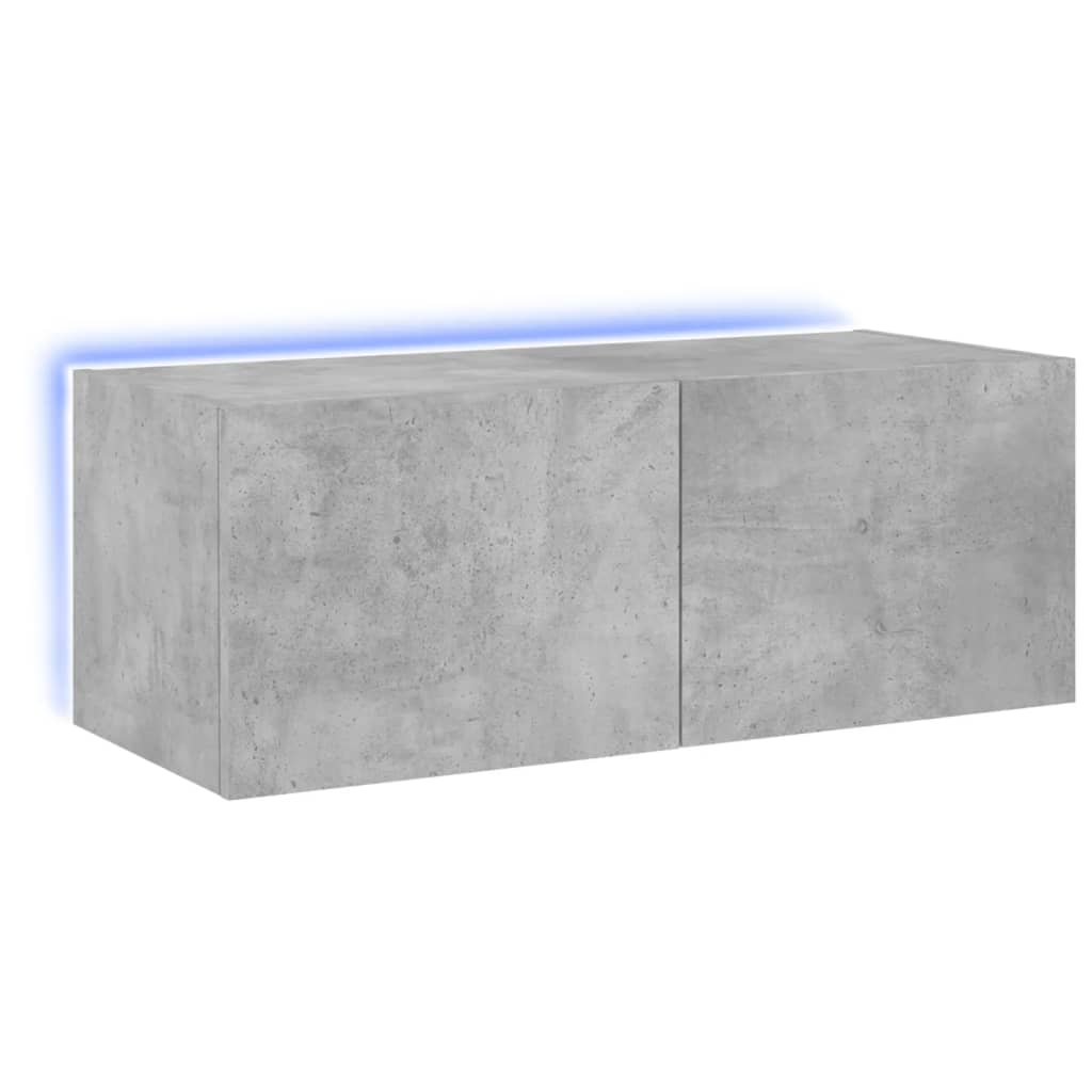 Meuble TV mural avec lumières LED gris béton 80x35x31 cm - XIOS