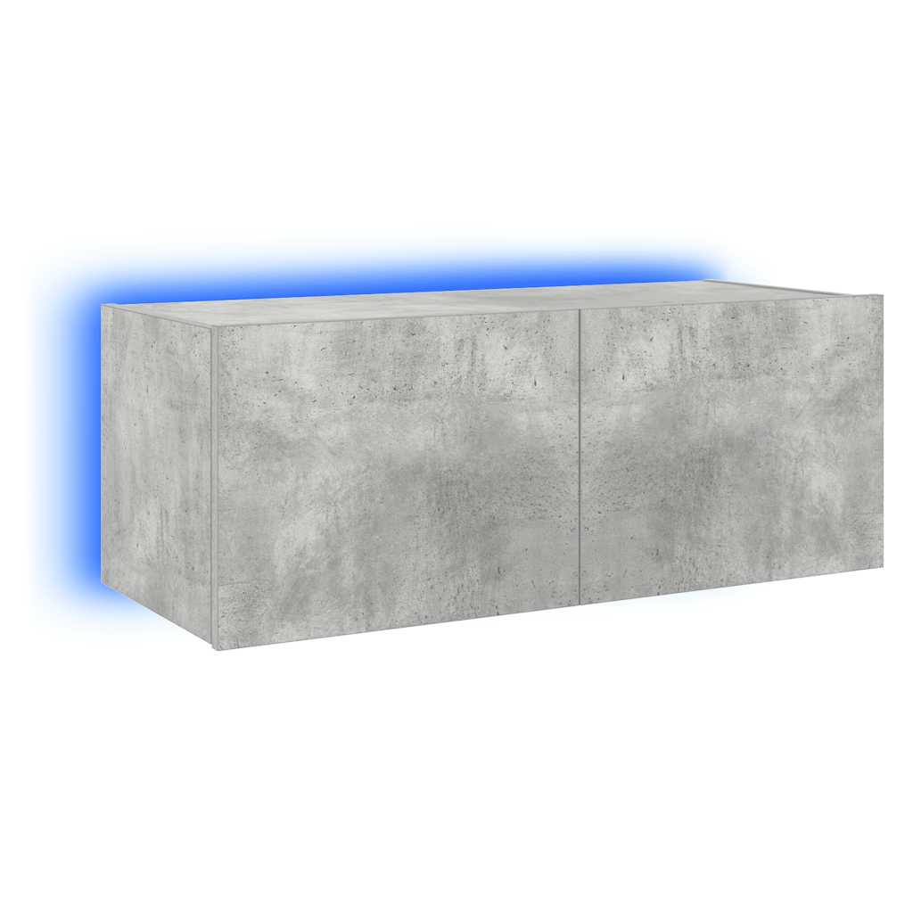 Meuble TV mural avec lumières LED gris béton 80x35x31 cm - XIOS