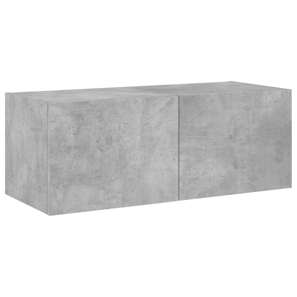 Meuble TV mural avec lumières LED gris béton 80x35x31 cm - XIOS