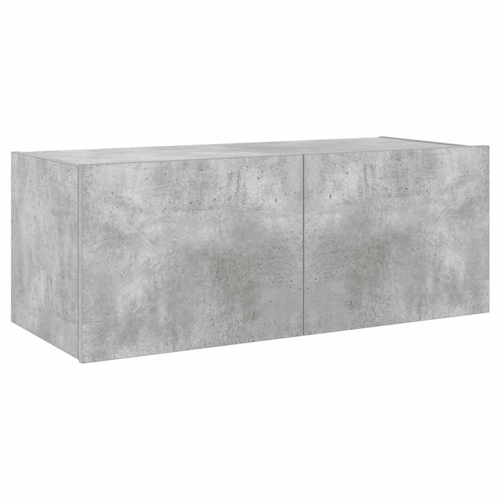 Meuble TV mural avec lumières LED gris béton 80x35x31 cm - XIOS