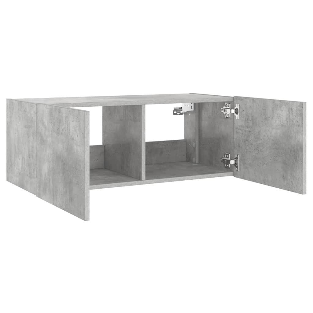 Meuble TV mural avec lumières LED gris béton 80x35x31 cm - XIOS