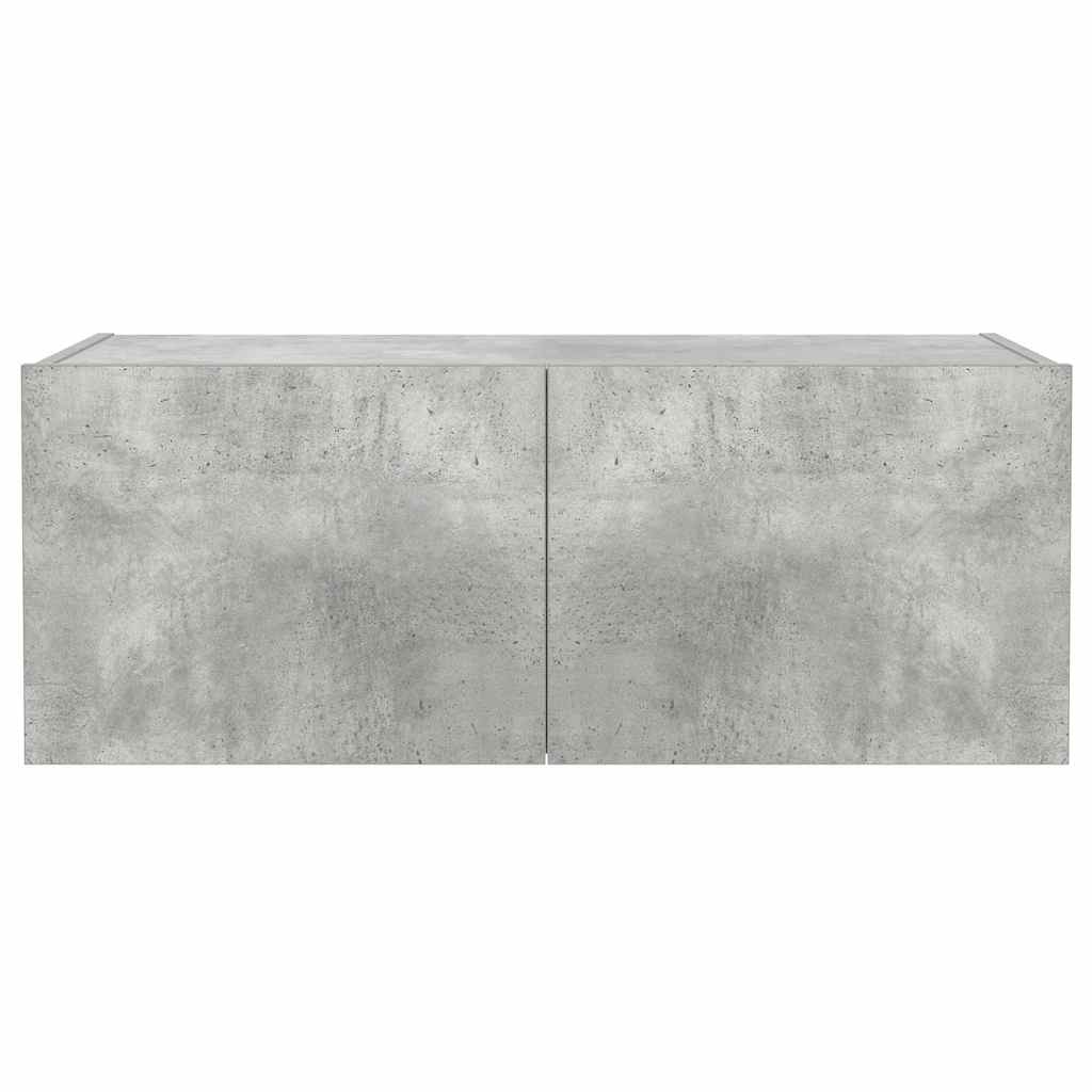 Meuble TV mural avec lumières LED gris béton 80x35x31 cm - XIOS