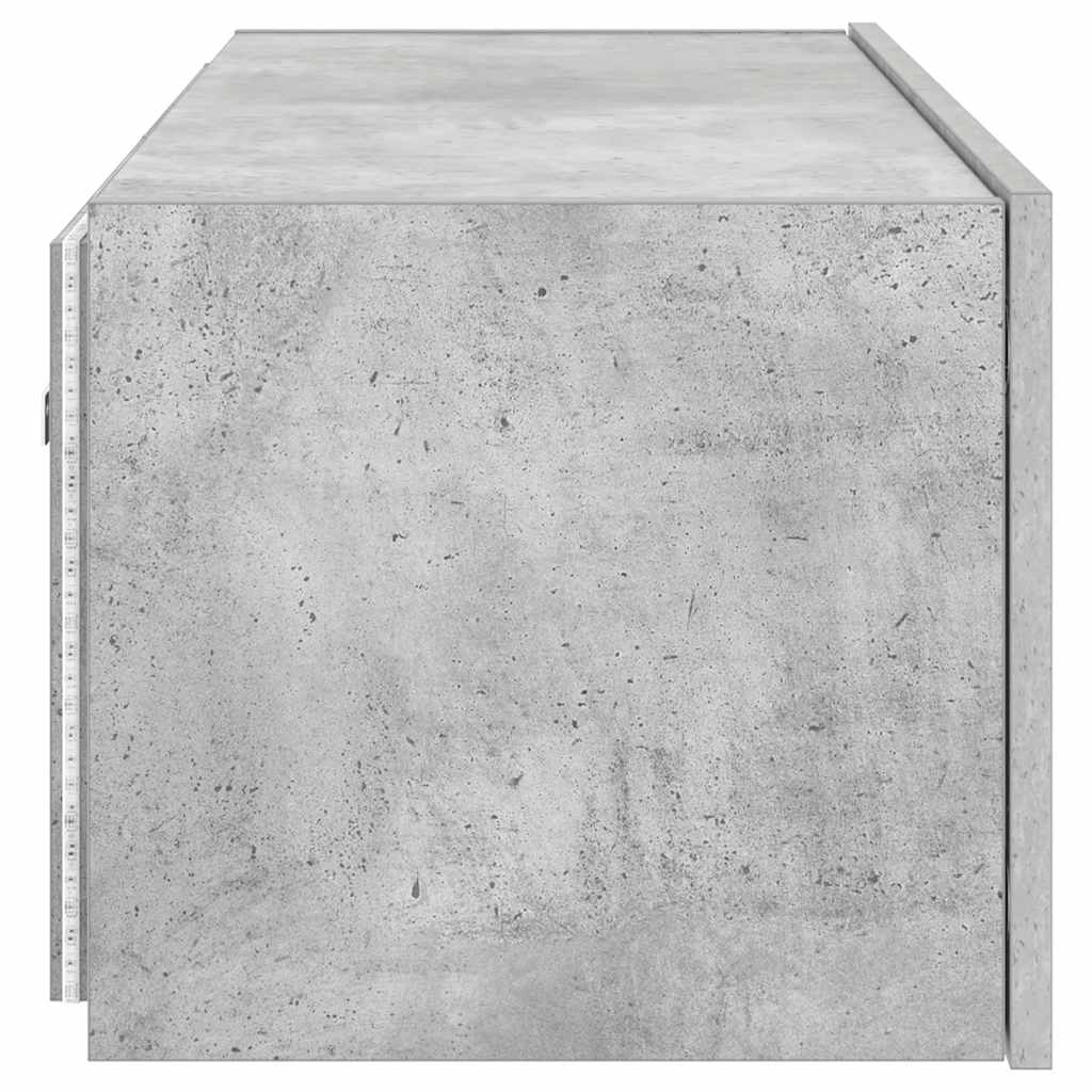 Meuble TV mural avec lumières LED gris béton 80x35x31 cm - XIOS