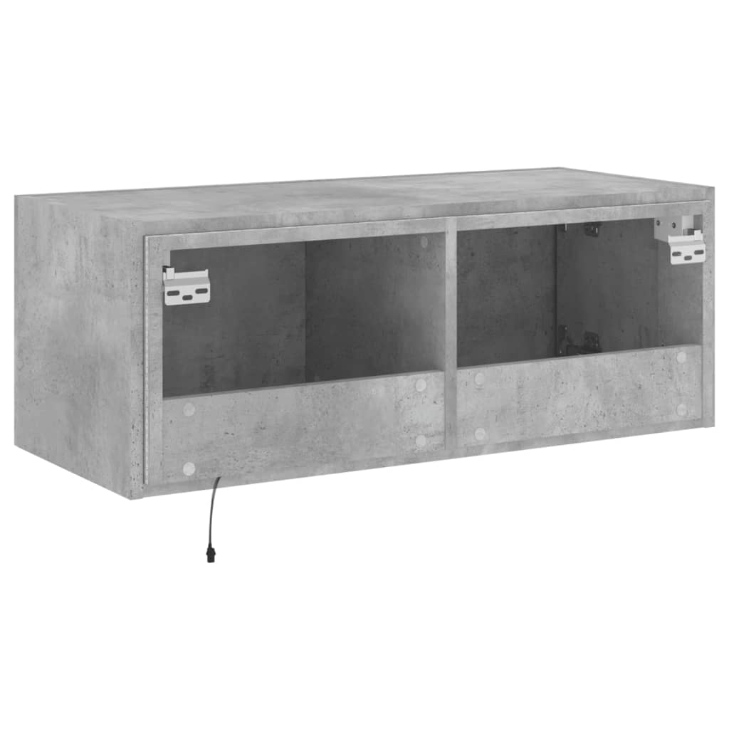 Meuble TV mural avec lumières LED gris béton 80x35x31 cm - XIOS