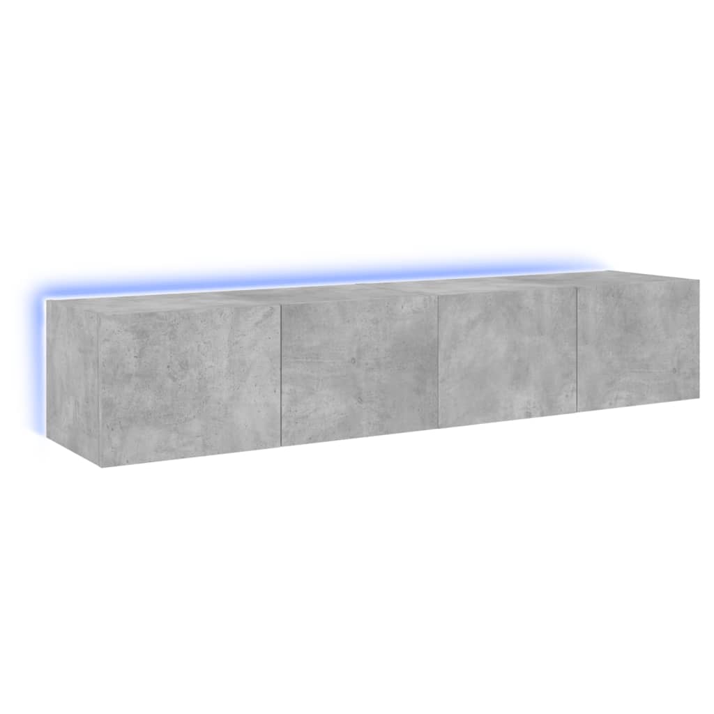 Meubles TV muraux et lumières LED 2pcs gris béton 80x35x31 cm - XIOS