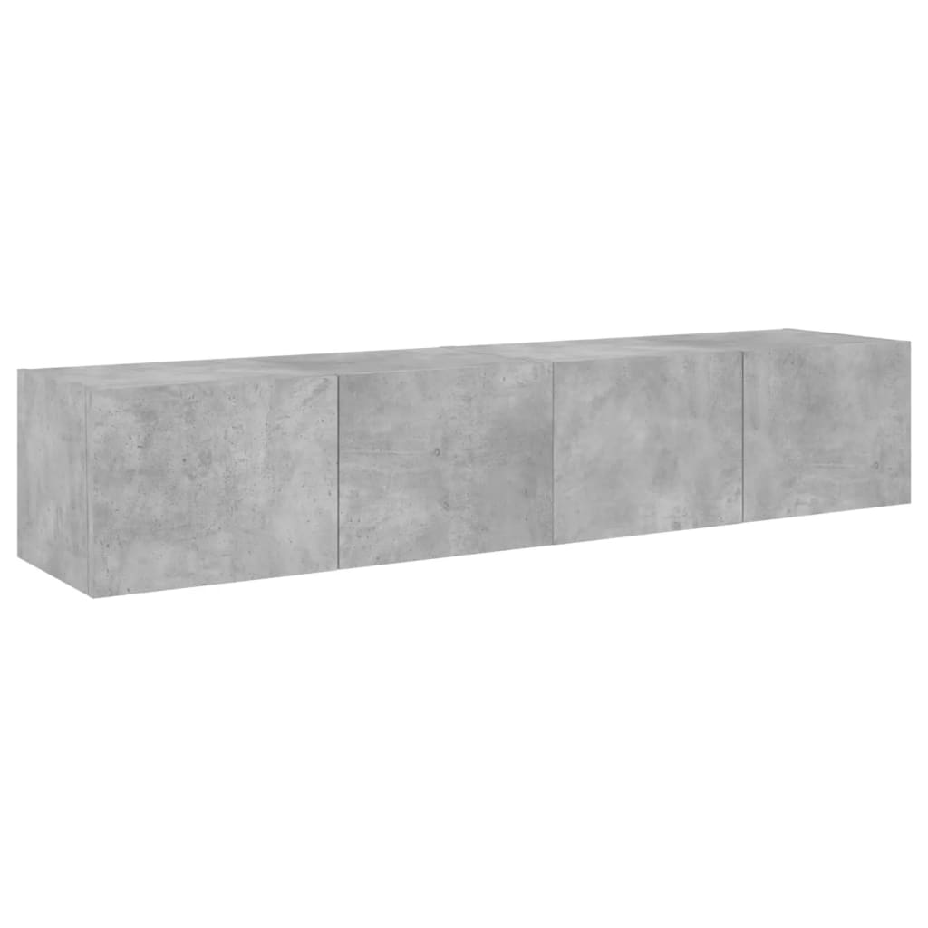Meubles TV muraux et lumières LED 2pcs gris béton 80x35x31 cm - XIOS