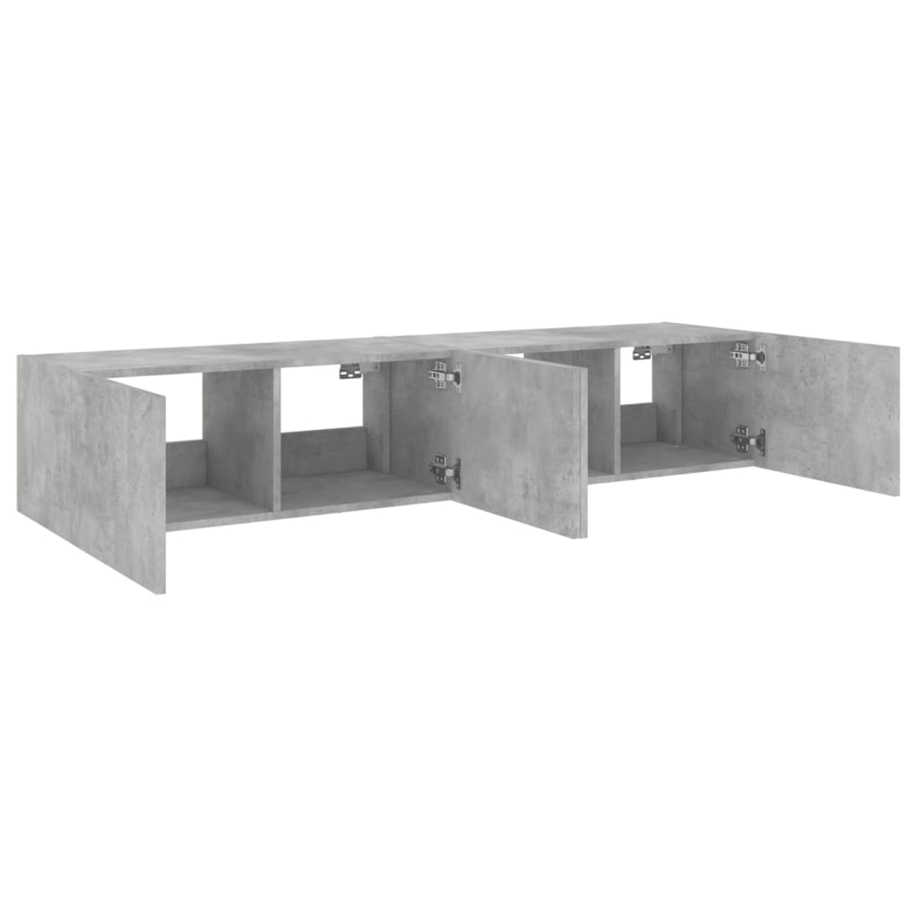 Meubles TV muraux et lumières LED 2pcs gris béton 80x35x31 cm - XIOS