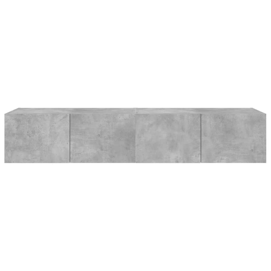 Meubles TV muraux et lumières LED 2pcs gris béton 80x35x31 cm - XIOS