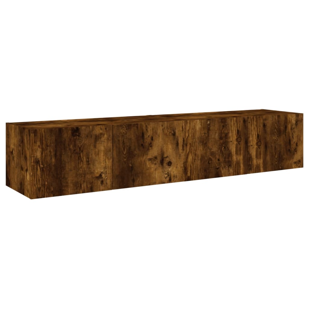 Meubles TV muraux et lumières LED 2pcs chêne fumé 80x35x31 cm - XIOS