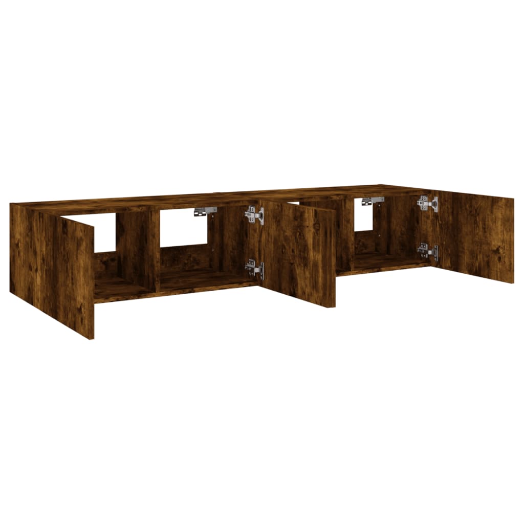 Meubles TV muraux et lumières LED 2pcs chêne fumé 80x35x31 cm - XIOS