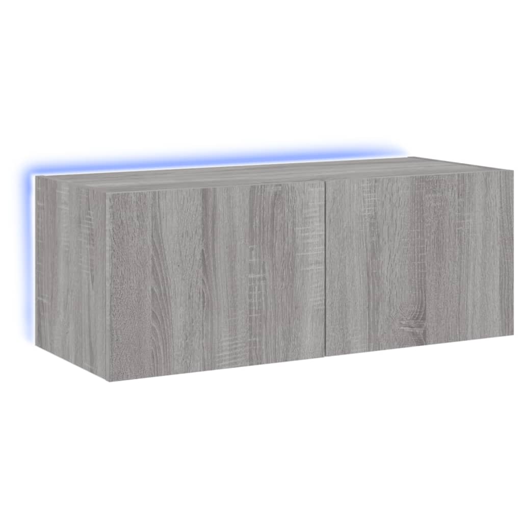 Meuble TV mural avec lumières LED sonoma gris 80x35x31 cm - XIOS