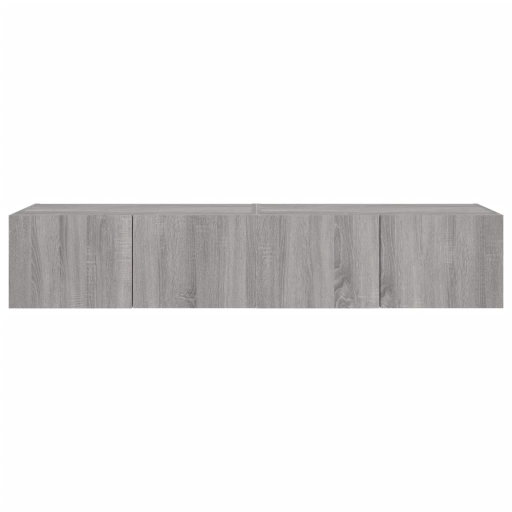 Meubles TV muraux et lumières LED 2pcs sonoma gris 80x35x31 cm - XIOS