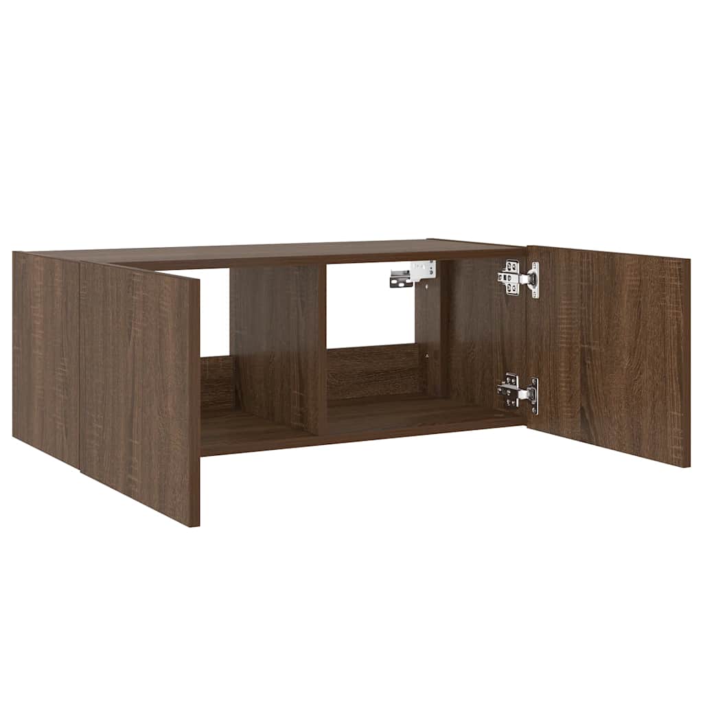 Meuble TV mural avec lumières LED chêne marron 80x35x31 cm - XIOS