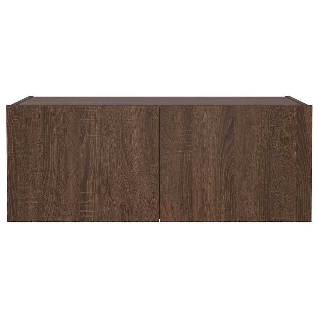 Meuble TV mural avec lumières LED chêne marron 80x35x31 cm - XIOS