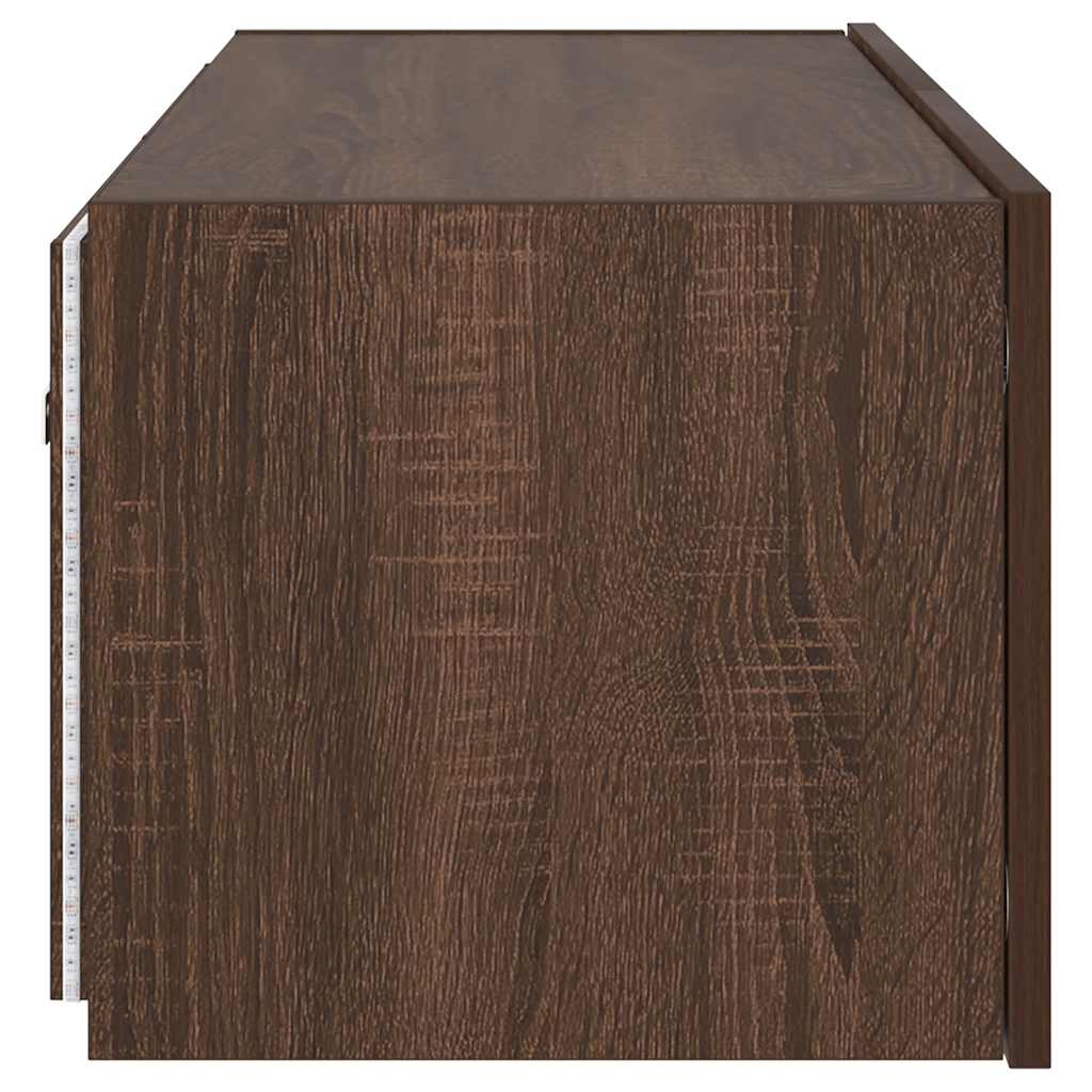 Meuble TV mural avec lumières LED chêne marron 80x35x31 cm - XIOS