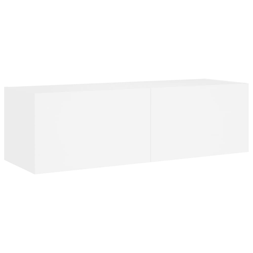 Meuble TV mural avec lumières LED blanc 100x35x31 cm - XIOS