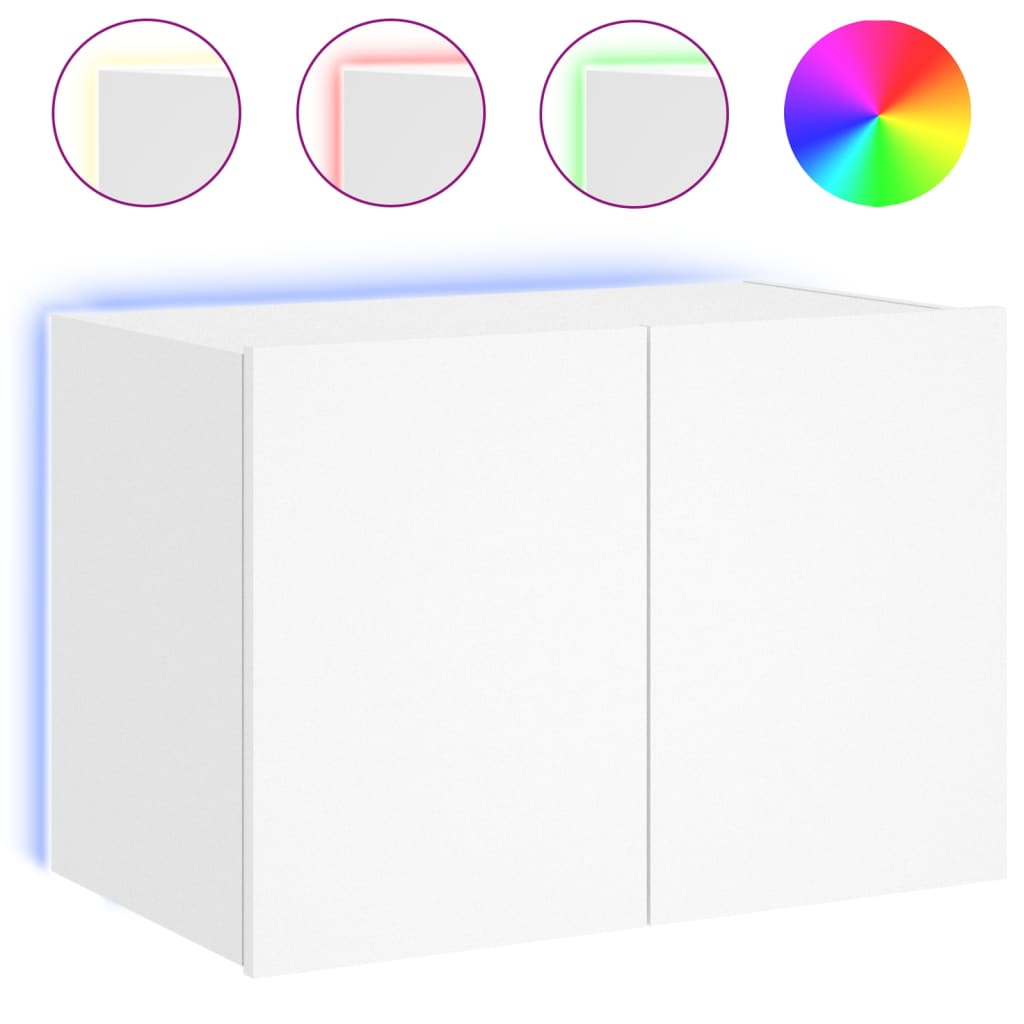 Meuble TV mural avec lumières LED blanc 60x35x41 cm - XIOS