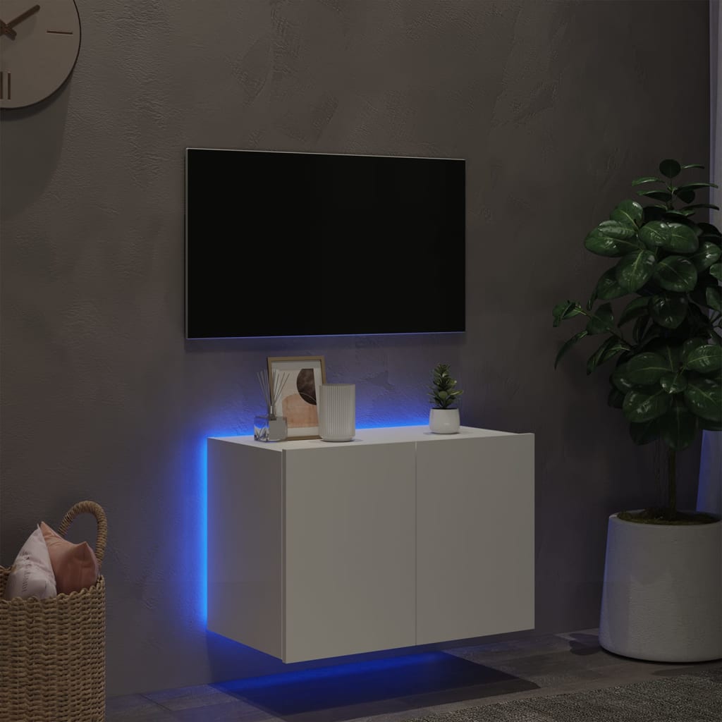 Meuble TV mural avec lumières LED blanc 60x35x41 cm - XIOS