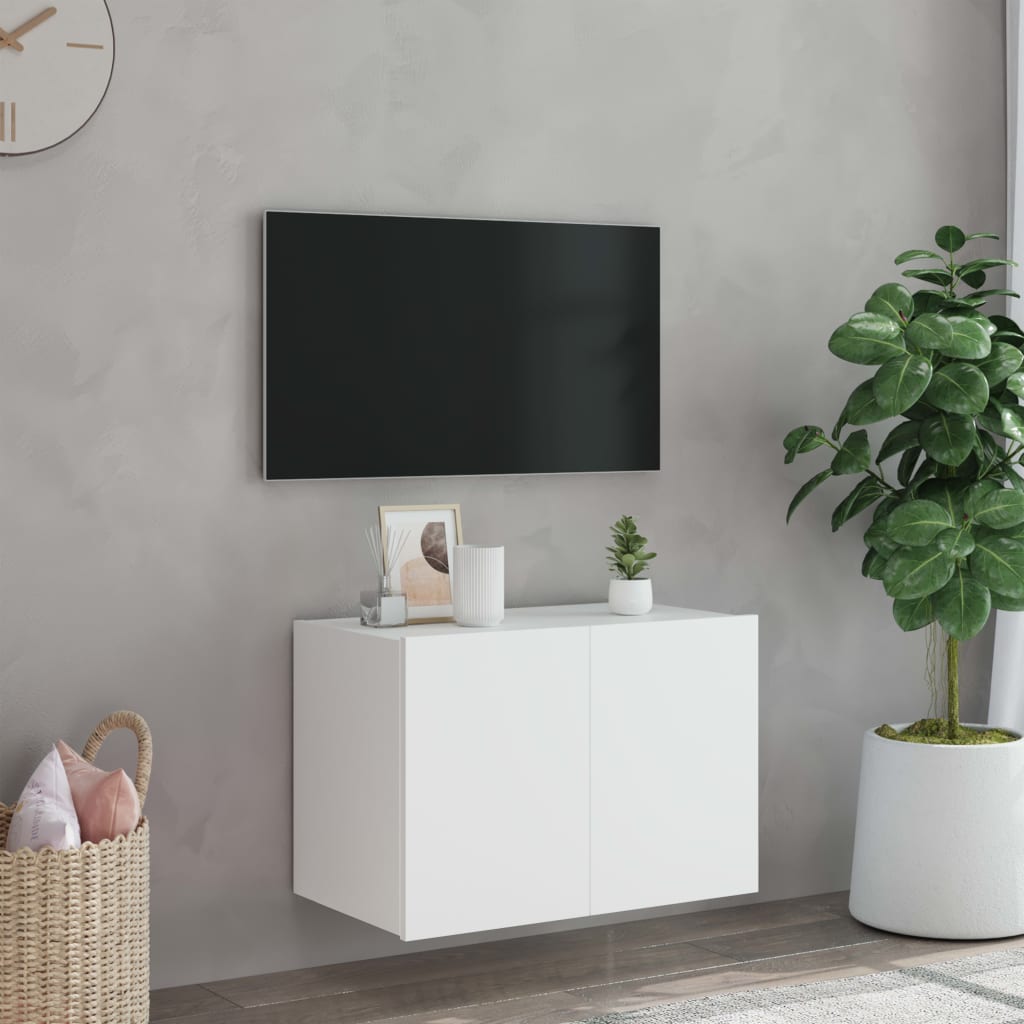 Meuble TV mural avec lumières LED blanc 60x35x41 cm - XIOS