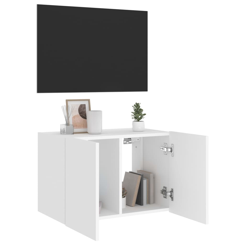 Meuble TV mural avec lumières LED blanc 60x35x41 cm - XIOS