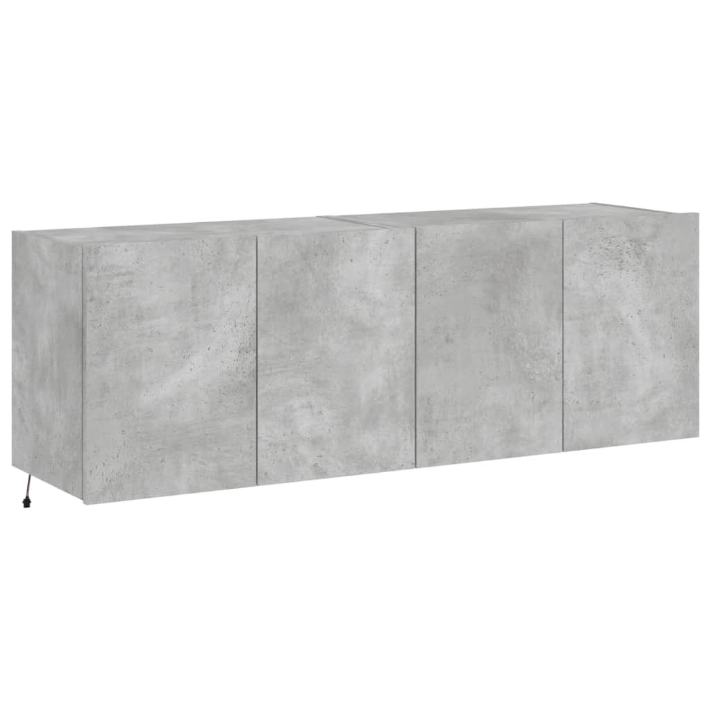 Meubles TV muraux et lumières LED 2pcs gris béton 60x35x41 cm - XIOS