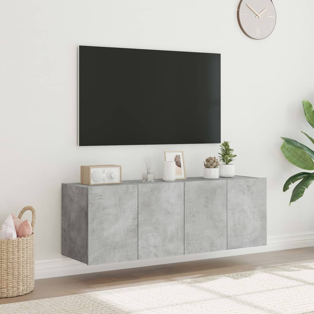 Meubles TV muraux et lumières LED 2pcs gris béton 60x35x41 cm - XIOS