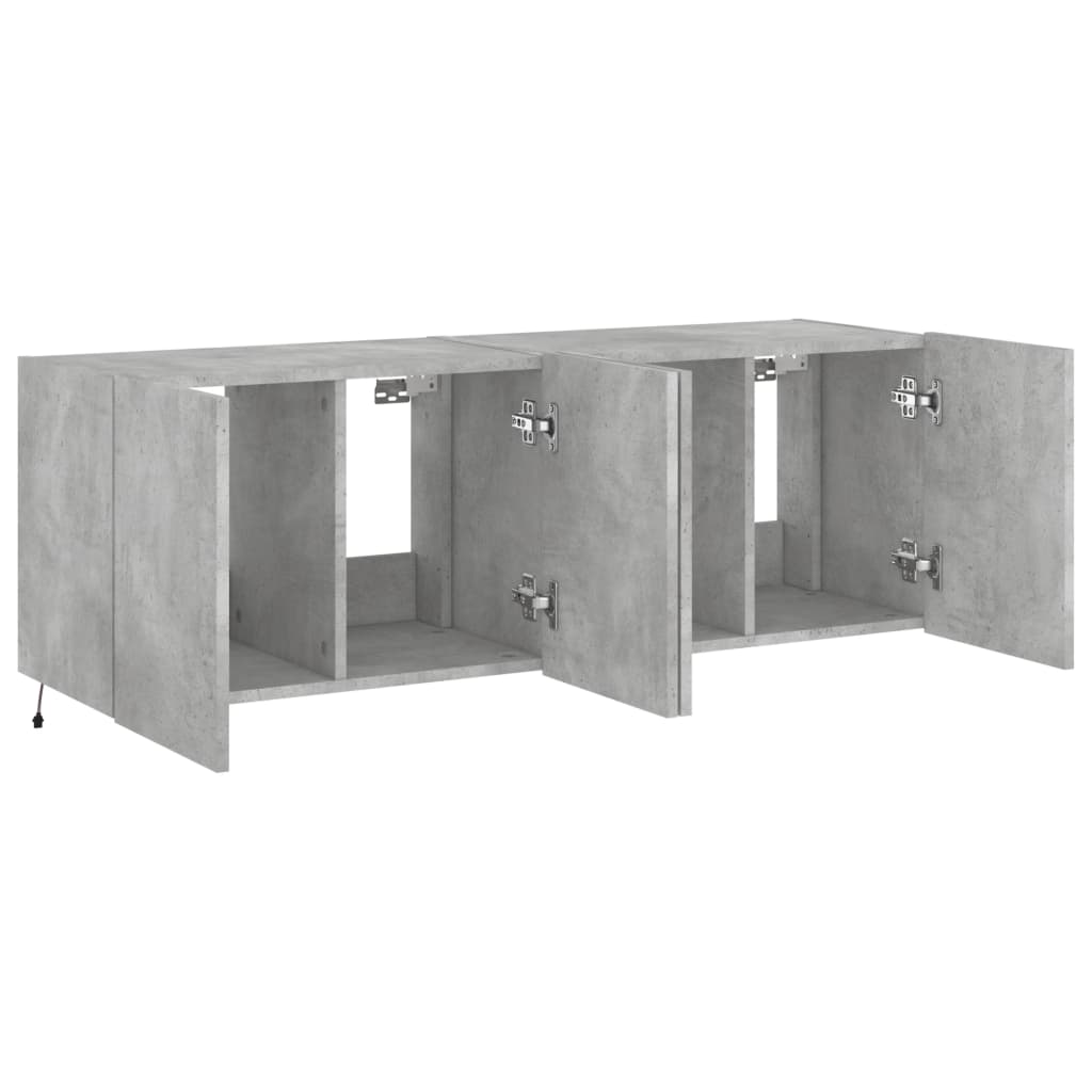 Meubles TV muraux et lumières LED 2pcs gris béton 60x35x41 cm - XIOS