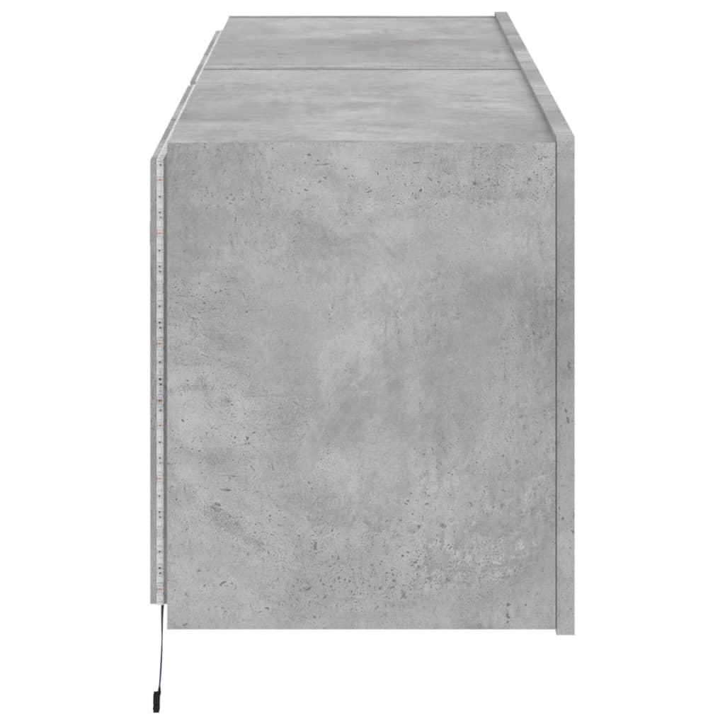 Meubles TV muraux et lumières LED 2pcs gris béton 60x35x41 cm - XIOS