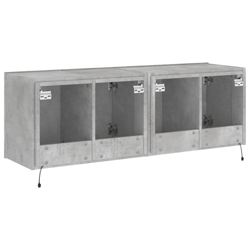 Meubles TV muraux et lumières LED 2pcs gris béton 60x35x41 cm - XIOS