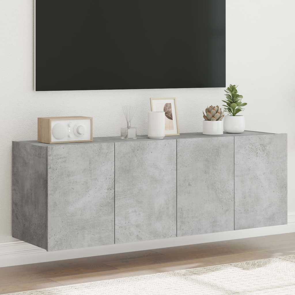 Meubles TV muraux et lumières LED 2pcs gris béton 60x35x41 cm - XIOS