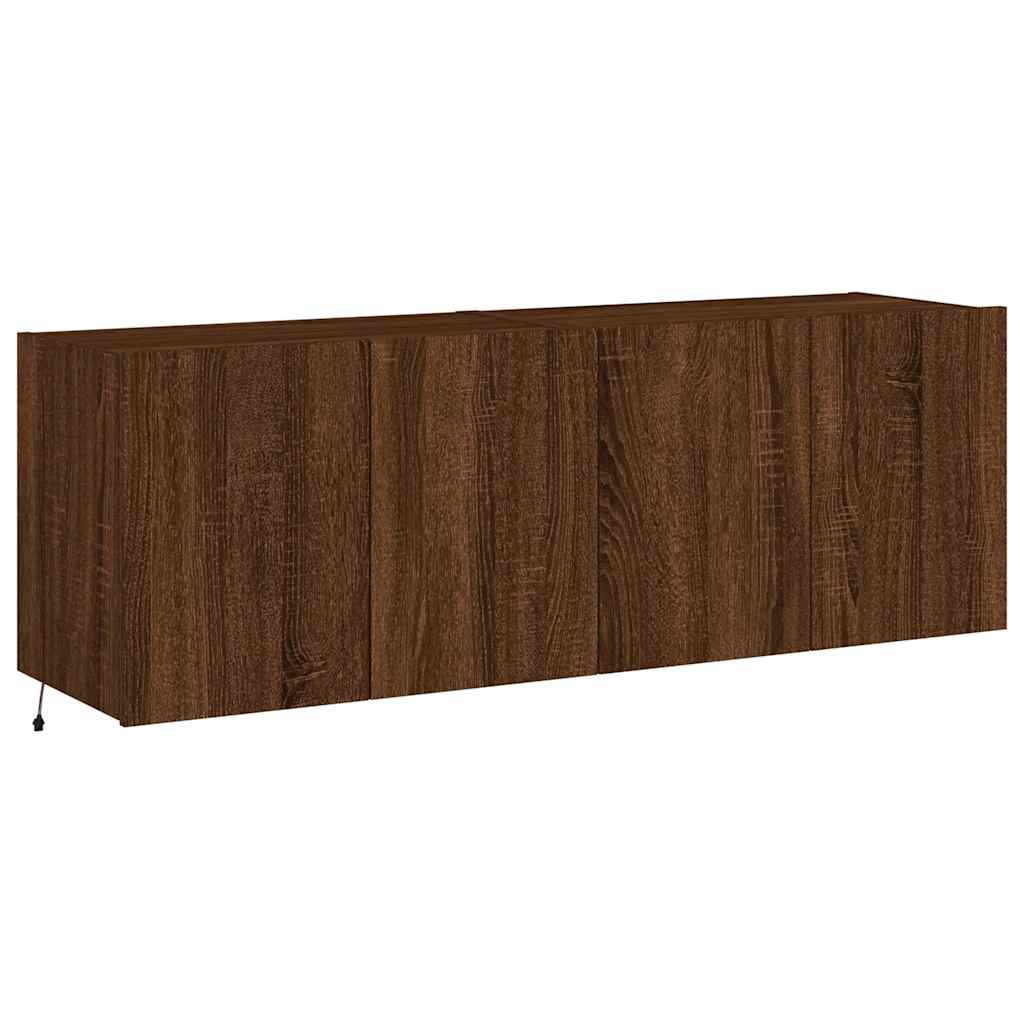 Meubles TV muraux lumières LED 2 pcs chêne marron 60x35x41 cm - XIOS