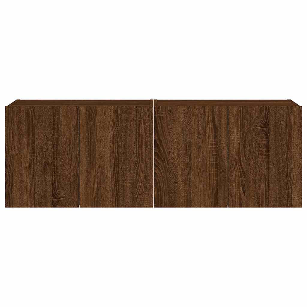 Meubles TV muraux lumières LED 2 pcs chêne marron 60x35x41 cm - XIOS