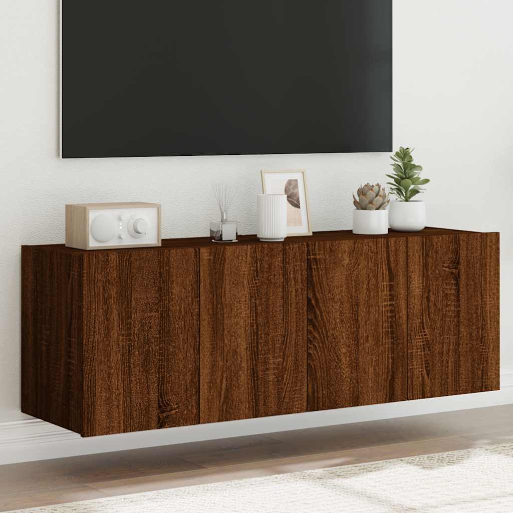 Meubles TV muraux lumières LED 2 pcs chêne marron 60x35x41 cm - XIOS
