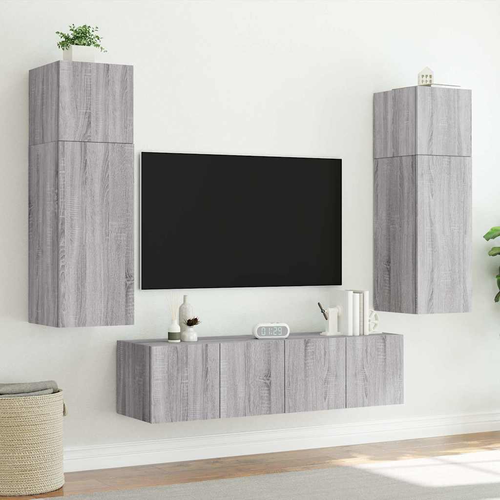 Meuble TV mural avec lumières LED sonoma gris 80x35x41 cm - XIOS