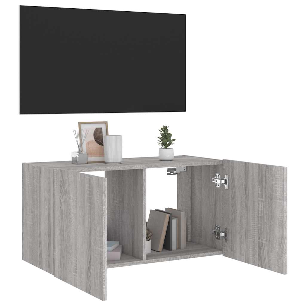 Meuble TV mural avec lumières LED sonoma gris 80x35x41 cm - XIOS