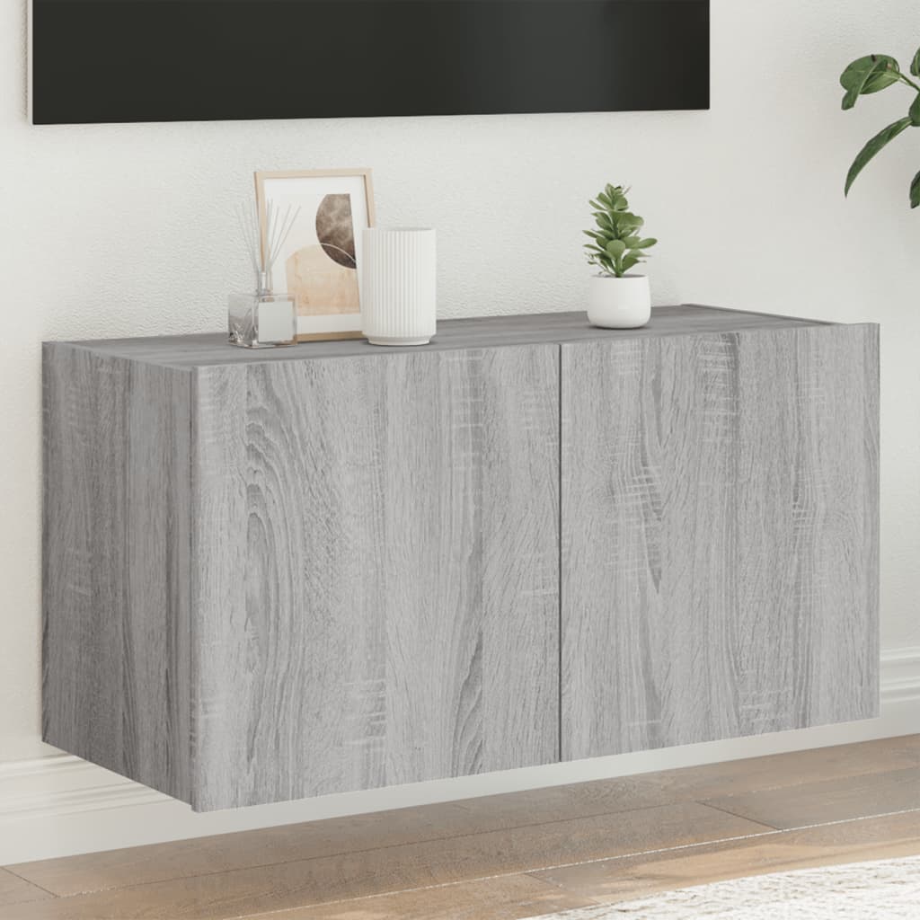 Meuble TV mural avec lumières LED sonoma gris 80x35x41 cm - XIOS