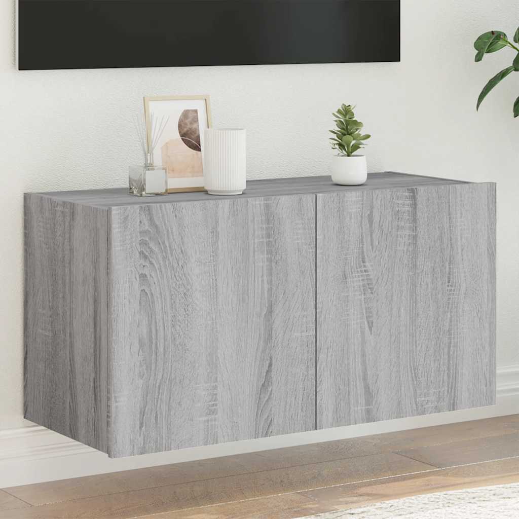 Meuble TV mural avec lumières LED sonoma gris 80x35x41 cm - XIOS