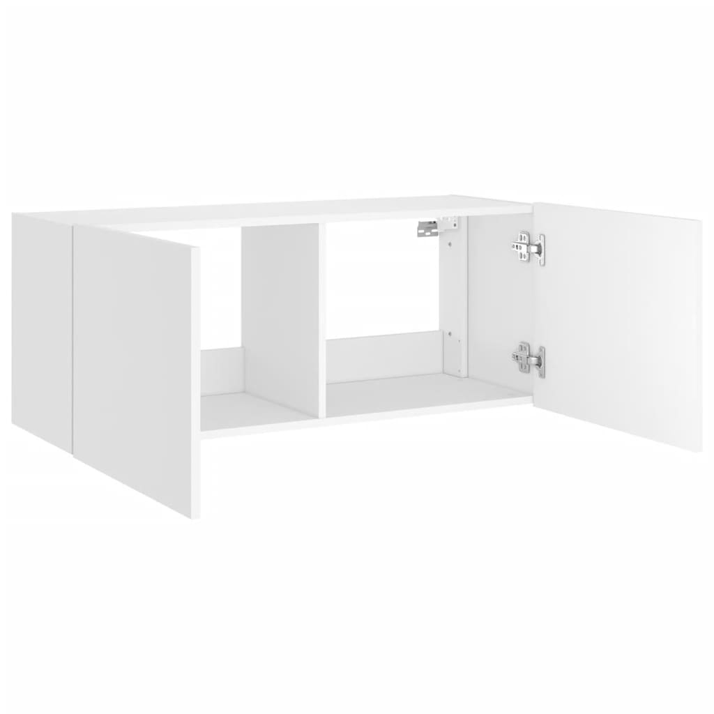 Meuble TV mural avec lumières LED blanc 100x35x41 cm - XIOS
