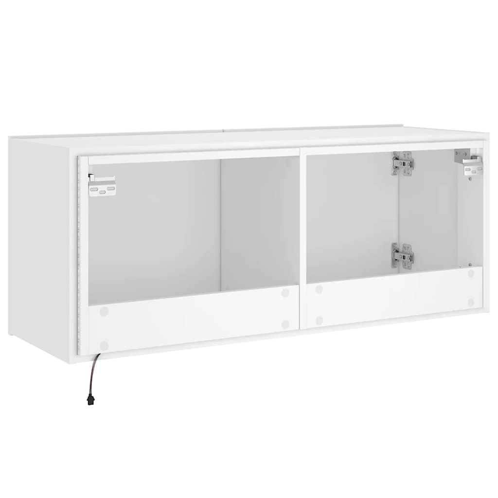 Meuble TV mural avec lumières LED blanc 100x35x41 cm - XIOS